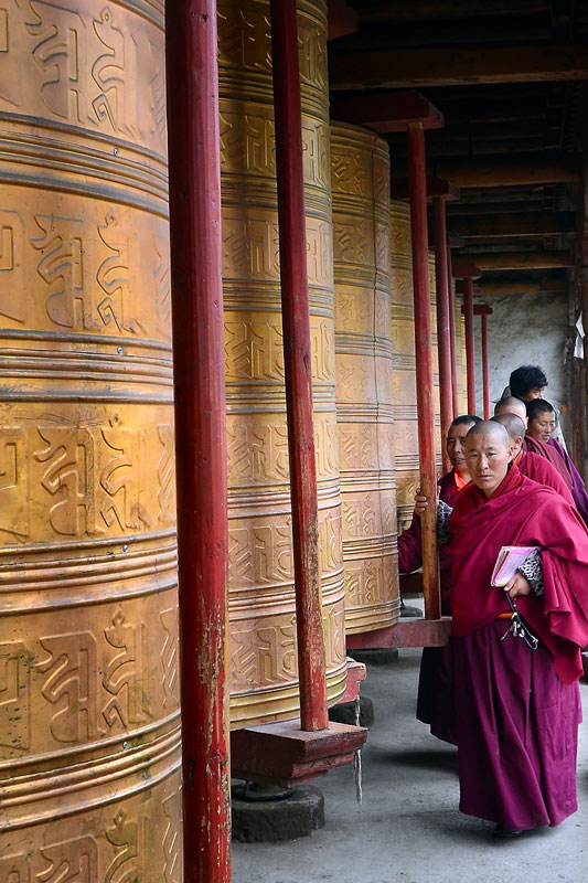 Tibetan Monks Spinning Wheel