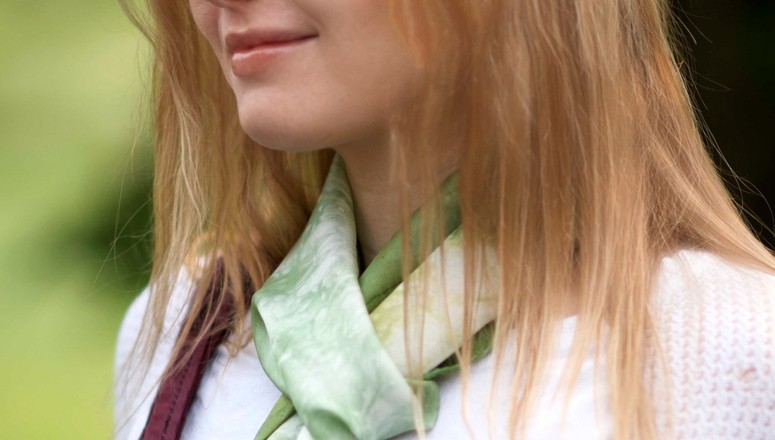 green-and-silk scarf