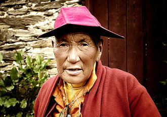 Old Lady On Road to Monastery